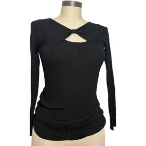 Candies Women's Black Long Sleeve Keyhole Bow Sweater Size Medium Y2K